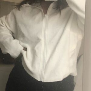 White zip up active wear sweater